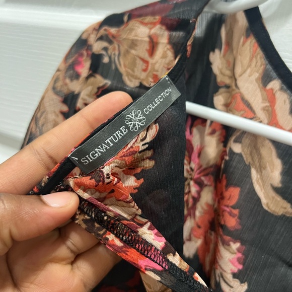 signature collection vintage y2k flared sleeves floral blouse with slit size 8 - Picture 3 of 7